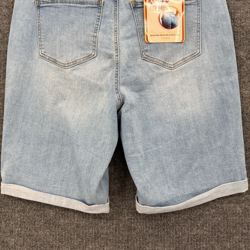 Wax Jeans Denim Shorts Womens 2XL Light Wash Bermuda Stretch Cuffed Mid Rise NWT - Picture 6 of 13